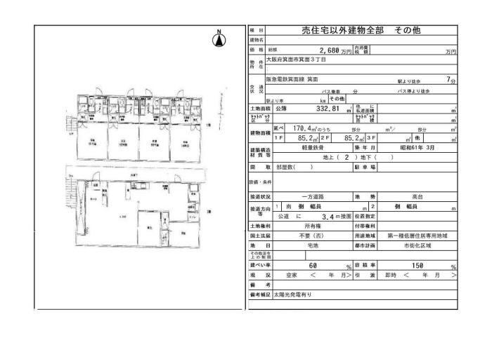 箕面　収益マンション　収益物件